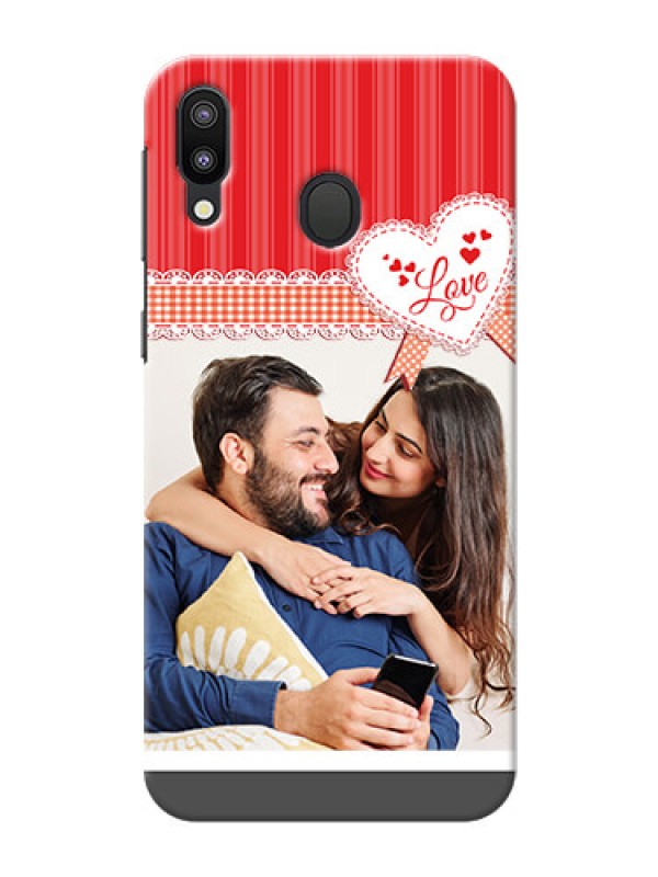 Custom Samsung Galaxy M20 phone cases online: Red Love Pattern Design