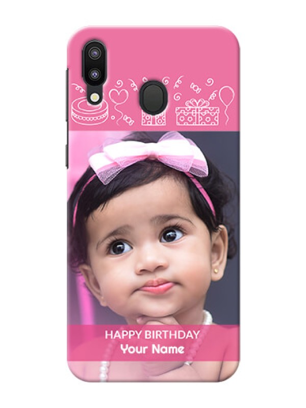 Custom Samsung Galaxy M20 Custom Mobile Cover with Birthday Line Art Design