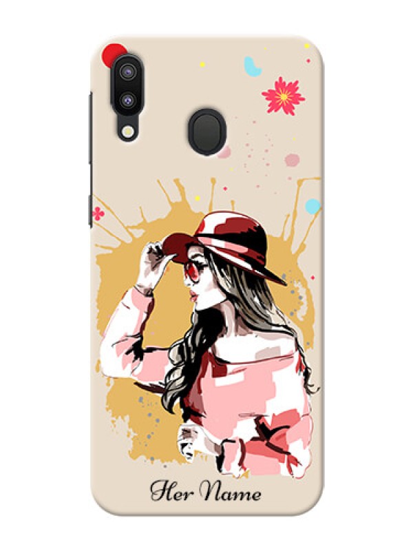 Custom Galaxy M20 Back Covers: Women with pink hat  Design