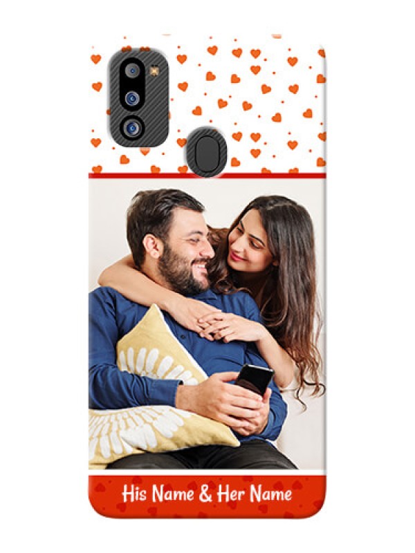 Custom Galaxy M21 2021 Edition Phone Back Covers: Orange Love Symbol Design