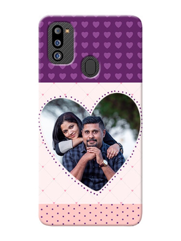 Custom Galaxy M21 2021 Edition Mobile Back Covers: Violet Love Dots Design