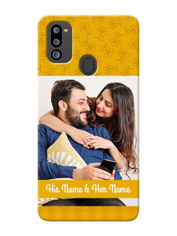 Custom Galaxy M21 2021 Edition mobile phone covers: Yellow Floral Design