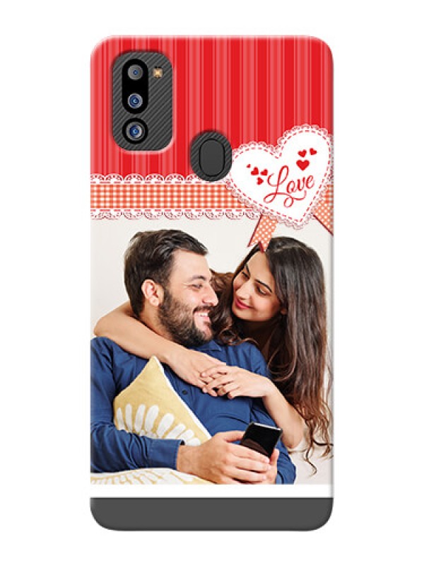 Custom Galaxy M21 2021 Edition phone cases online: Red Love Pattern Design