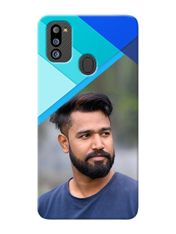 Custom Galaxy M21 2021 Edition Phone Cases Online: Blue Abstract Cover Design