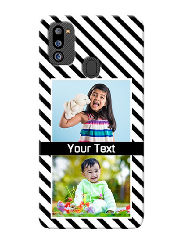 Custom Galaxy M21 2021 Edition Back Covers: Black And White Stripes Design