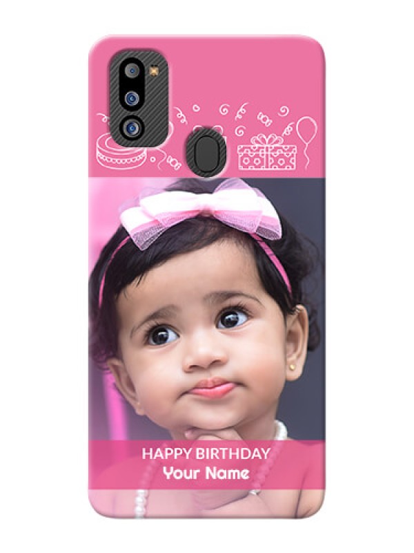 Custom Galaxy M21 2021 Edition Custom Mobile Cover with Birthday Line Art Design