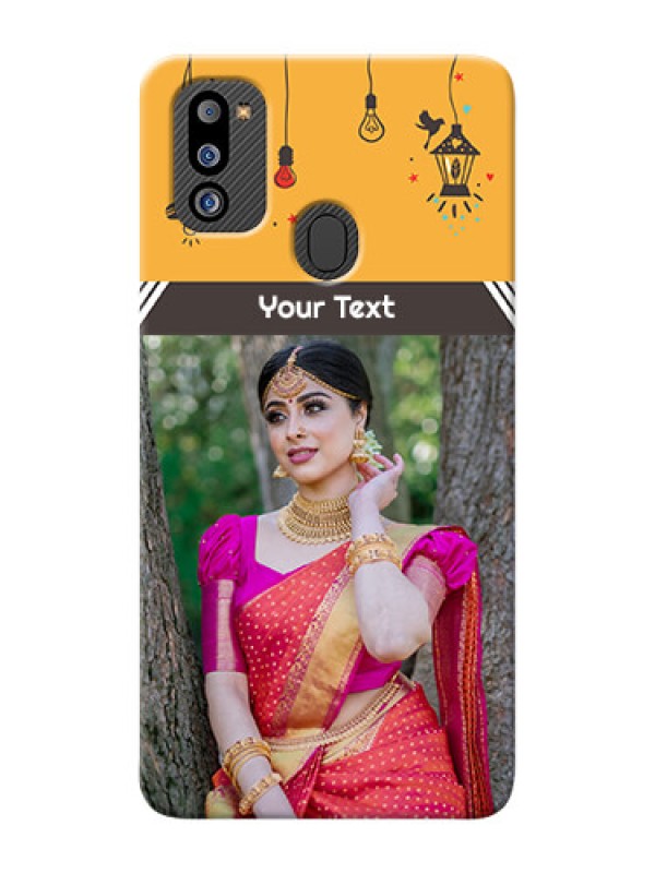 Custom Galaxy M21 2021 Edition custom back covers with Family Picture and Icons 