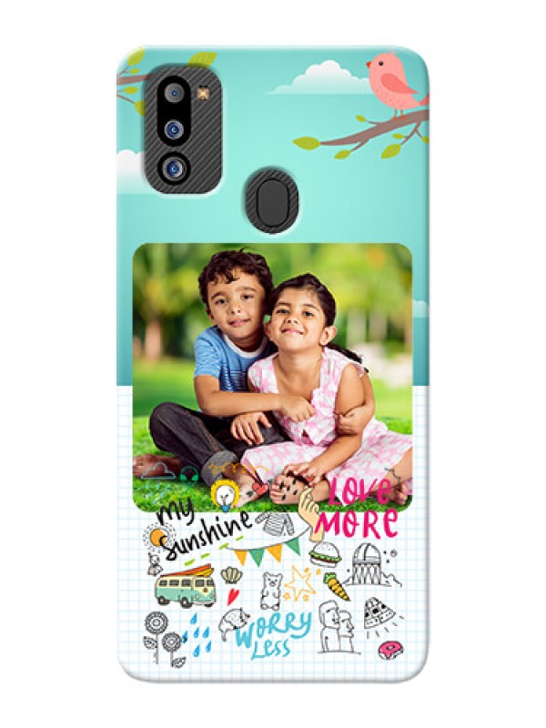 Custom Galaxy M21 2021 Edition phone cases online: Doodle love Design