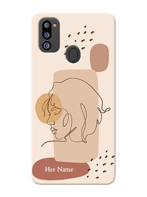 Custom Galaxy M21 2021 Custom Phone Covers: Calm Woman line art Design