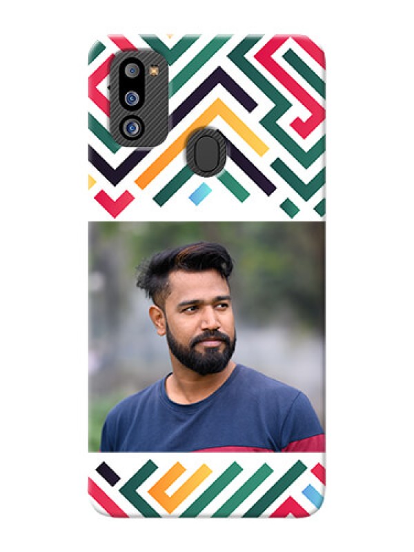 Custom Galaxy M21 2021 Custom Mobile Case with Colorful Maze Pattern Design