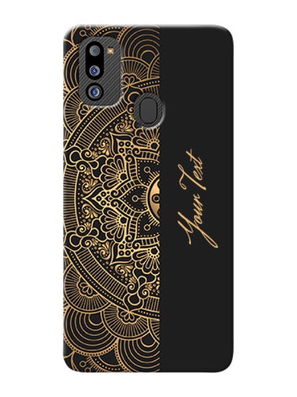 Custom Galaxy M21 2021 Back Covers: Mandala art with custom text Design