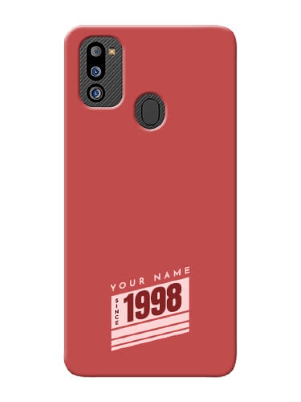 Custom Galaxy M21 2021 Phone Back Covers: Red custom year of birth Design