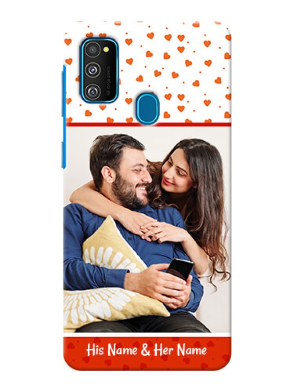Custom Galaxy M21 Phone Back Covers: Orange Love Symbol Design