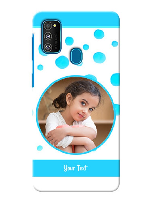 Custom Galaxy M21 Custom Phone Covers: Blue Bubbles Pattern Design