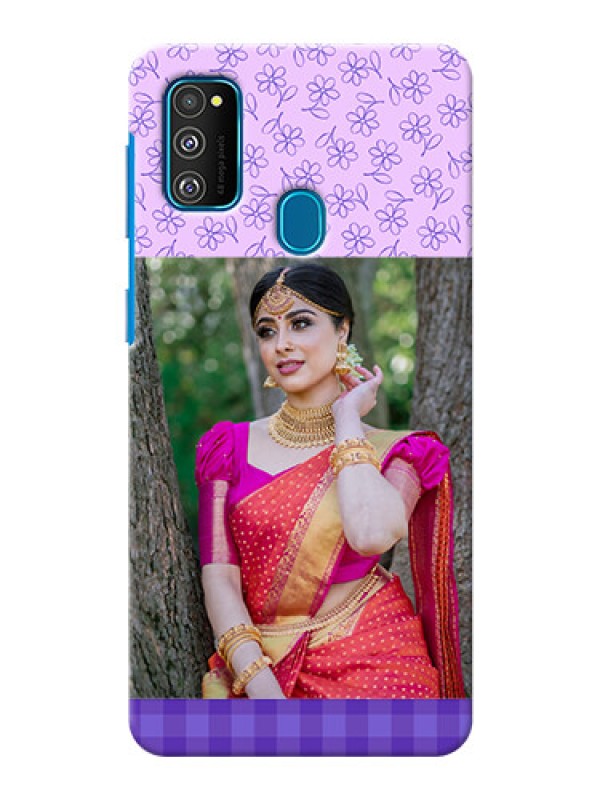 Custom Galaxy M21 Mobile Cases: Purple Floral Design