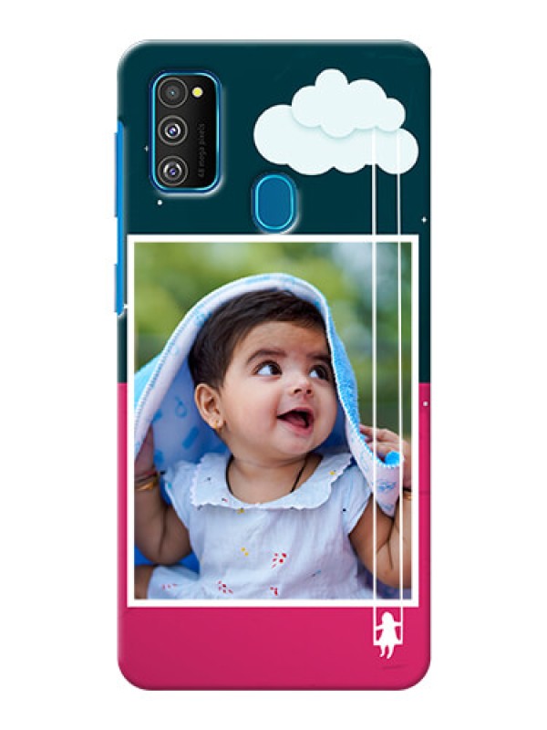 Custom Galaxy M21 custom phone covers: Cute Girl with Cloud Design