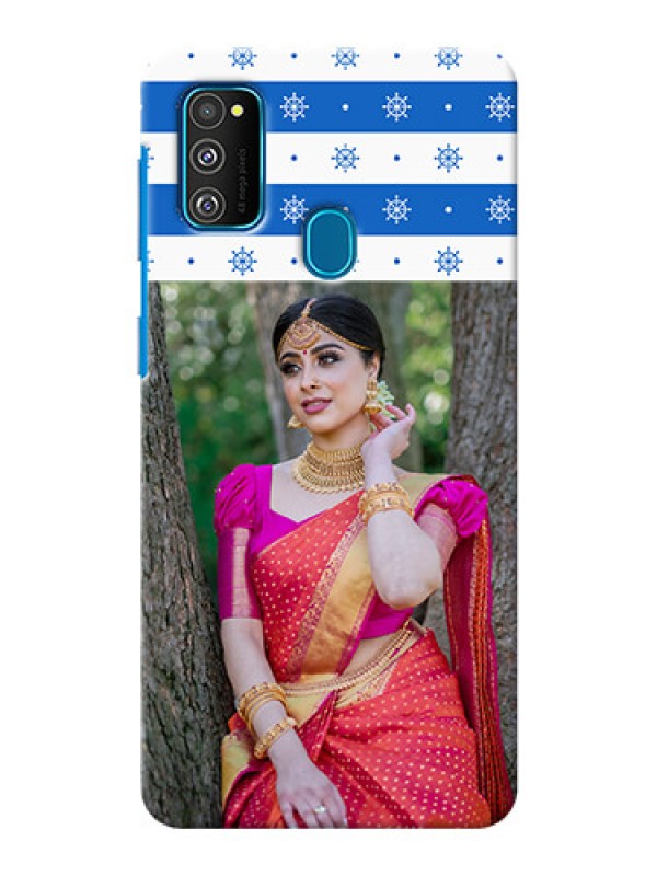 Custom Galaxy M21 custom mobile covers: Snow Pattern Design