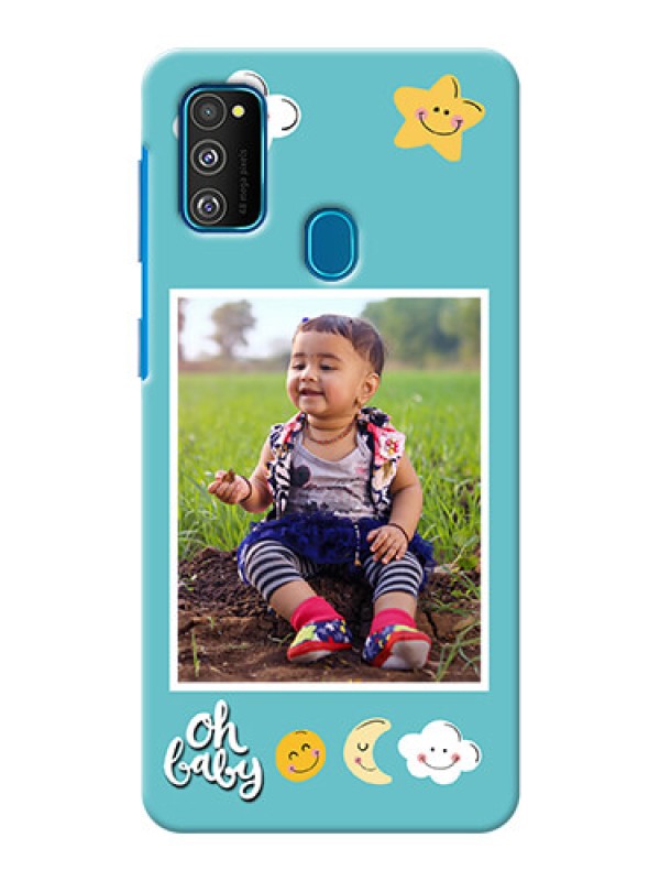 Custom Galaxy M21 Personalised Phone Cases: Smiley Kids Stars Design