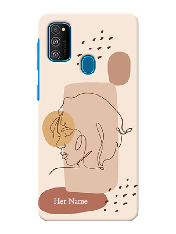 Custom Galaxy M21 Custom Phone Covers: Calm Woman line art Design