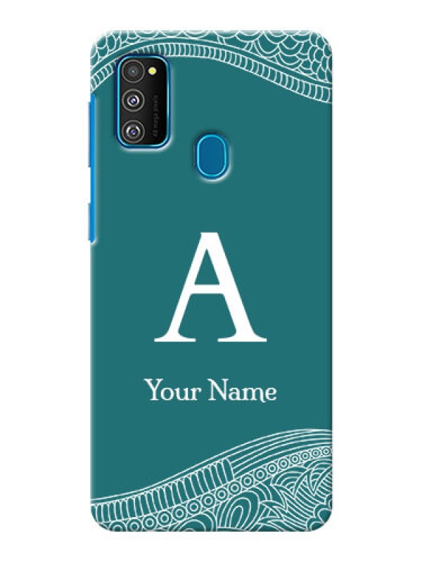 Custom Galaxy M21 Mobile Back Covers: line art pattern with custom name Design
