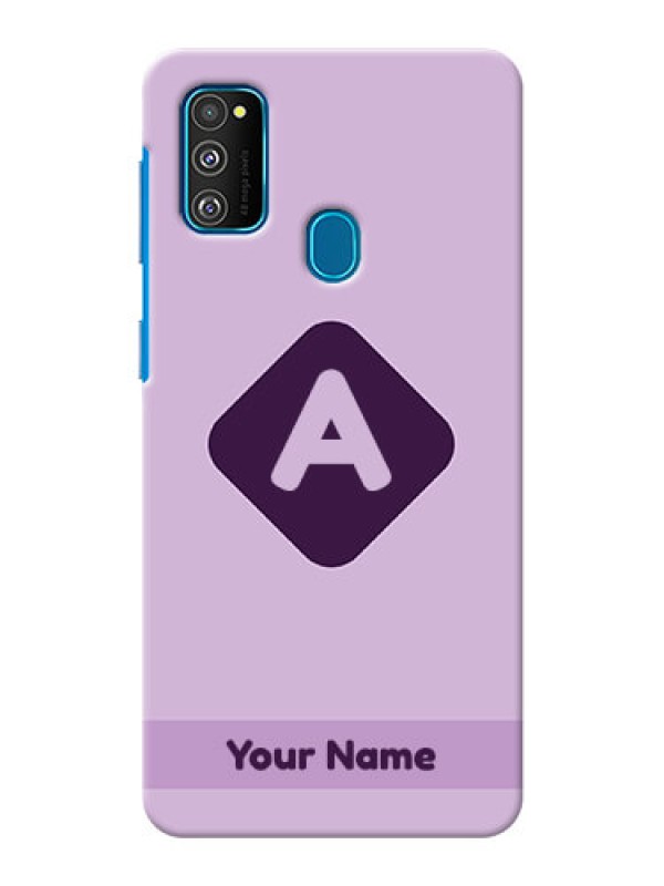 Custom Galaxy M21 Custom Mobile Case with Custom Letter in curved badge  Design