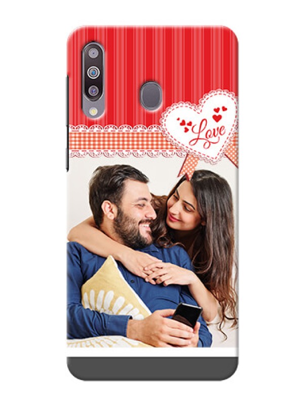 Custom Galaxy M30phone cases online: Red Love Pattern Design