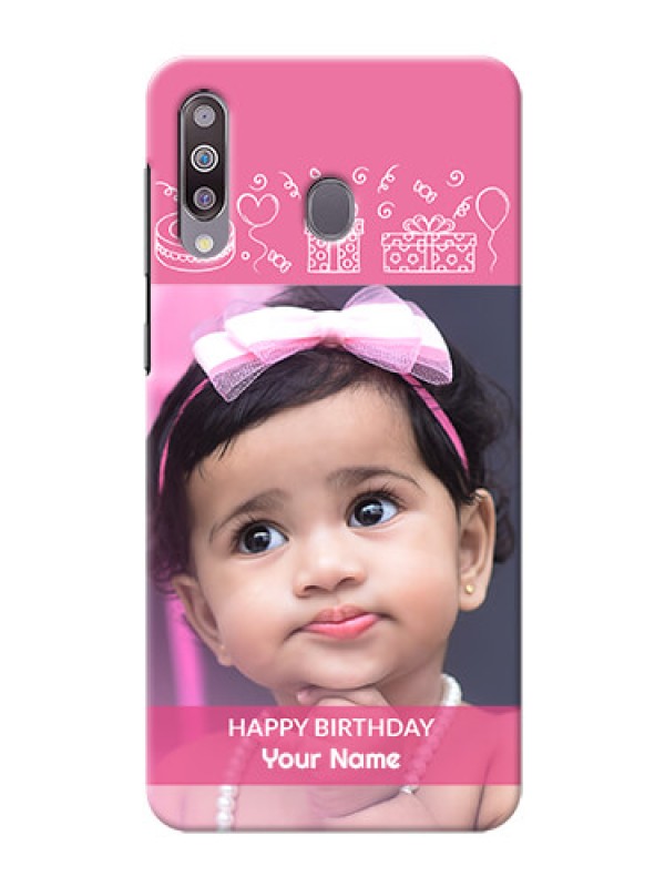 Custom Galaxy M30Custom Mobile Cover with Birthday Line Art Design