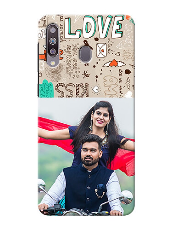 Custom Galaxy M30Personalised mobile covers: Love Doodle Pattern 