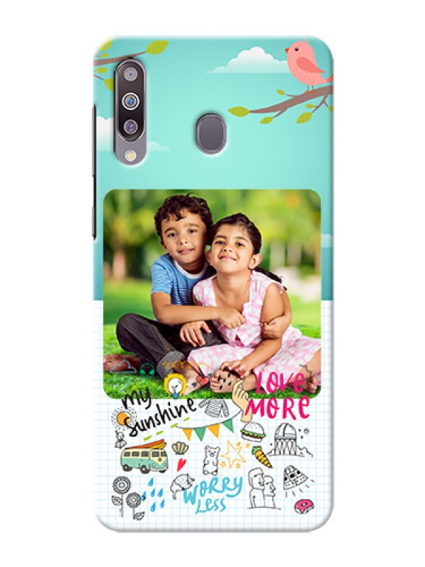 Custom Galaxy M30phone cases online: Doodle love Design