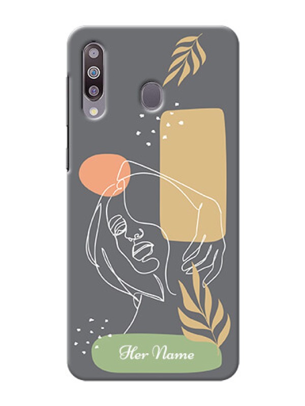 Custom Galaxy M30 Phone Back Covers: Gazing Woman line art Design