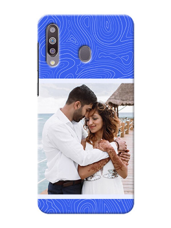 Custom Galaxy M30 Mobile Back Covers: Curved line art with blue and white Design