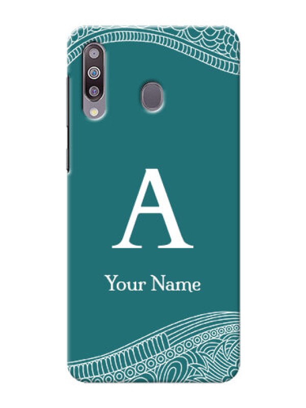 Custom Galaxy M30 Mobile Back Covers: line art pattern with custom name Design