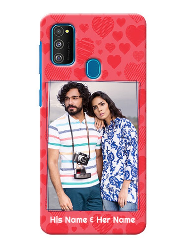Custom Galaxy M30s Mobile Back Covers: with Red Heart Symbols Design