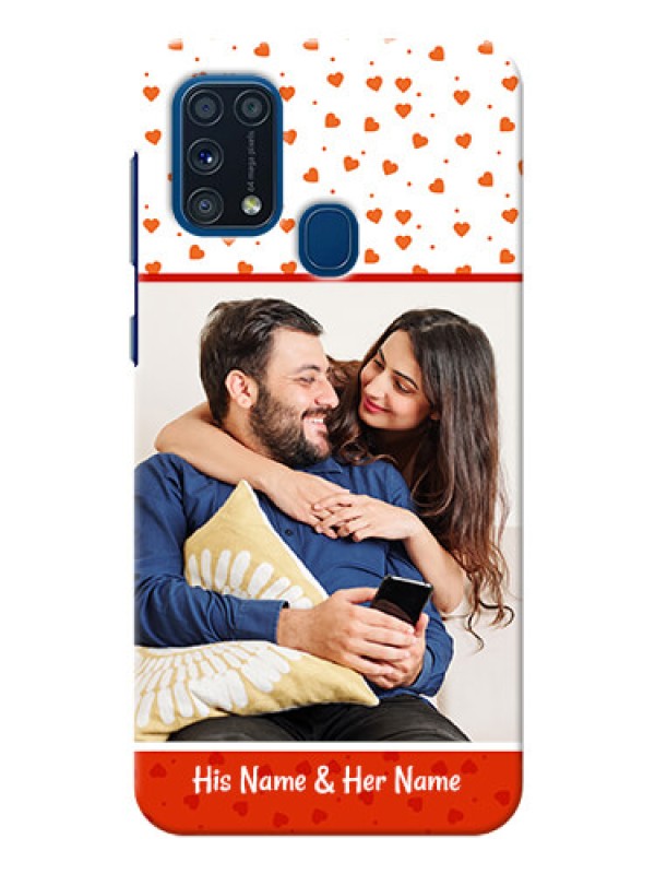 Custom Galaxy M31 Prime Edition Phone Back Covers: Orange Love Symbol Design