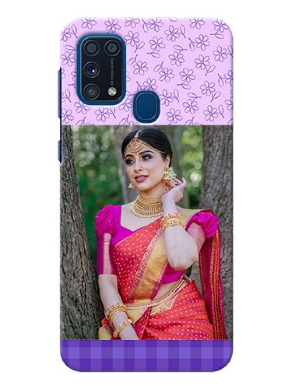 Custom Galaxy M31 Prime Edition Mobile Cases: Purple Floral Design