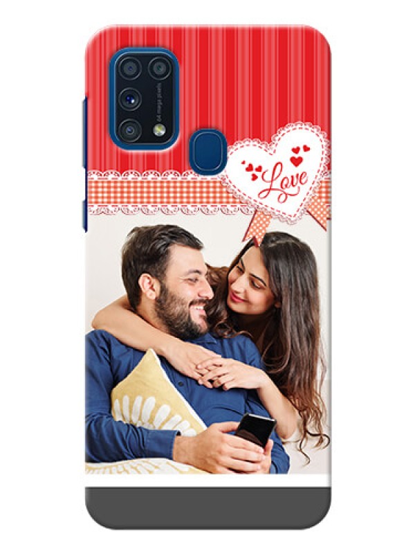 Custom Galaxy M31 Prime Edition phone cases online: Red Love Pattern Design