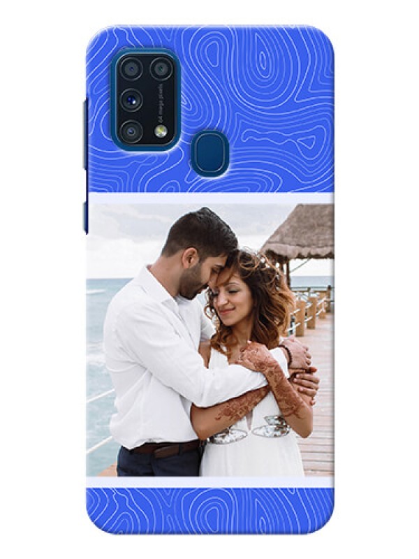 Custom Galaxy M31 Prime Edition Mobile Back Covers: Curved line art with blue and white Design