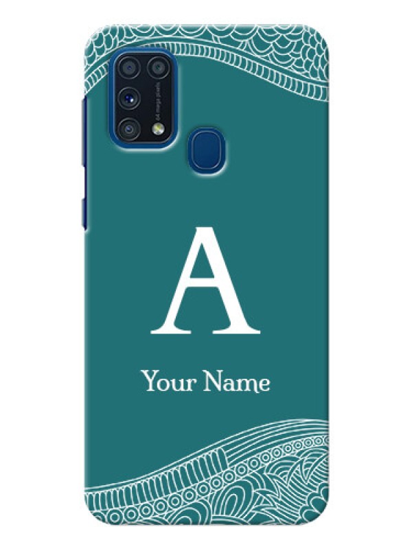 Custom Galaxy M31 Prime Edition Mobile Back Covers: line art pattern with custom name Design