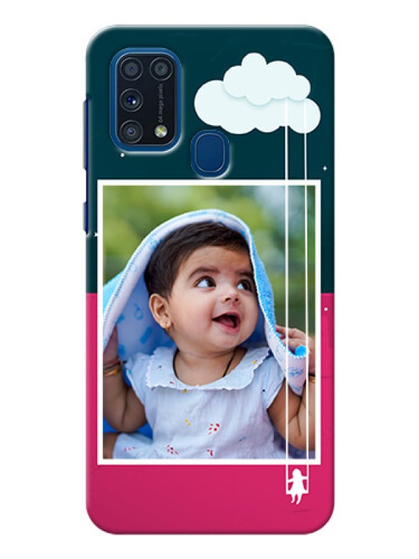 Custom Galaxy M31 custom phone covers: Cute Girl with Cloud Design