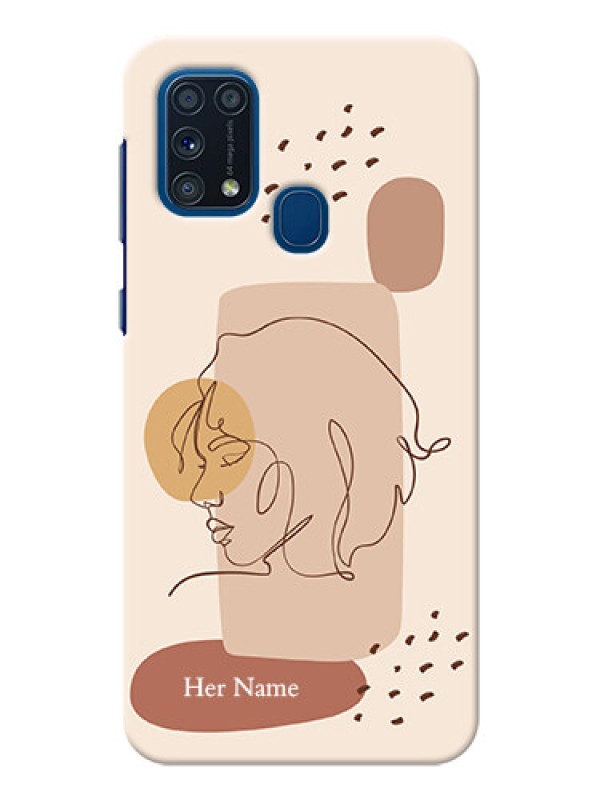 Custom Galaxy M31 Custom Phone Covers: Calm Woman line art Design