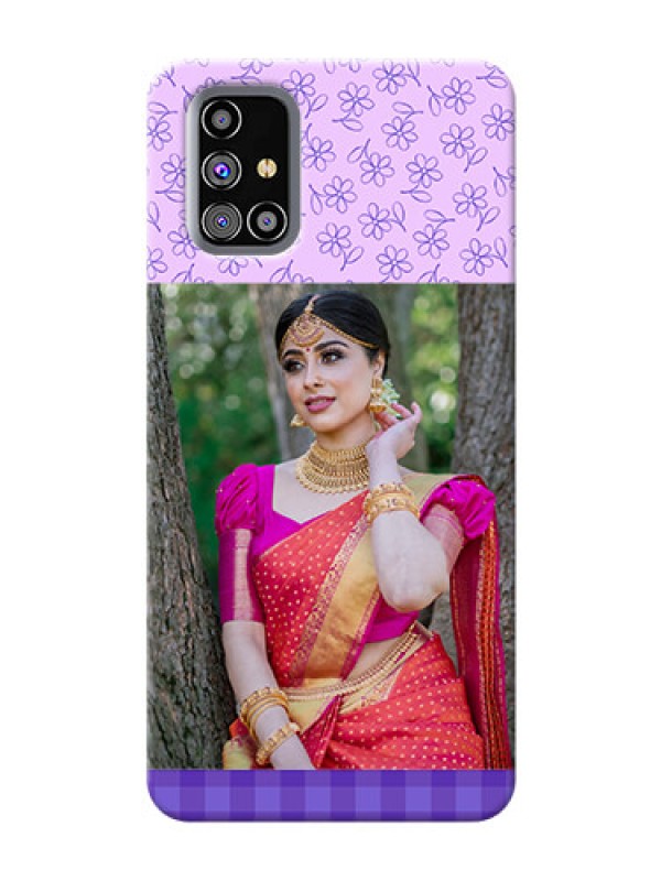Custom Galaxy M31s Mobile Cases: Purple Floral Design