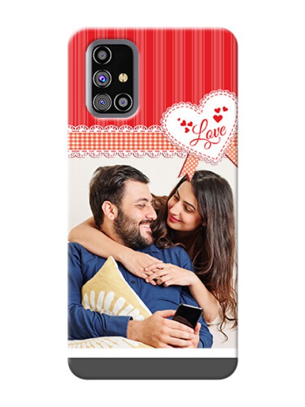 Custom Galaxy M31s phone cases online: Red Love Pattern Design