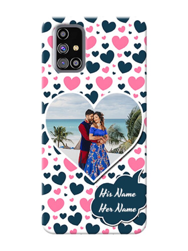 Custom Galaxy M31s Mobile Covers Online: Pink & Blue Heart Design