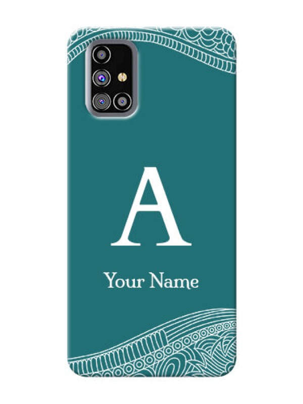 Custom Galaxy M31S Mobile Back Covers: line art pattern with custom name Design