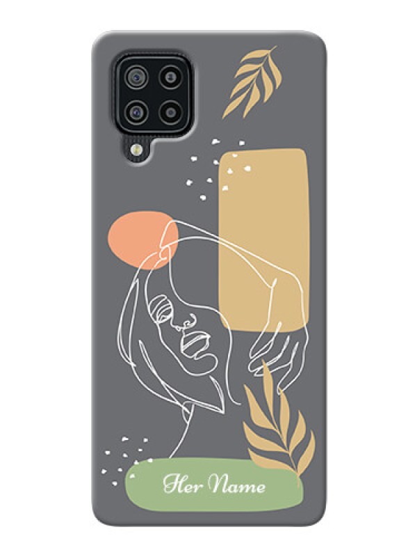 Custom Galaxy M32 4G Prime Edition Phone Back Covers: Gazing Woman line art Design