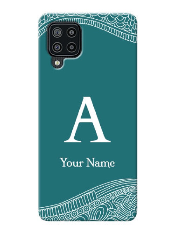 Custom Galaxy M32 4G Prime Edition Mobile Back Covers: line art pattern with custom name Design