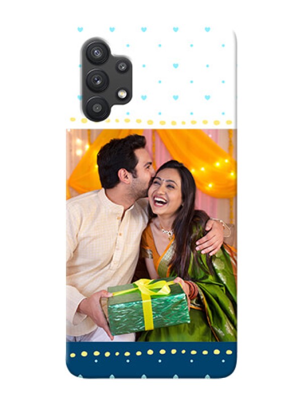 Custom Galaxy M32 5G Phone Covers: White and Blue Abstract Design