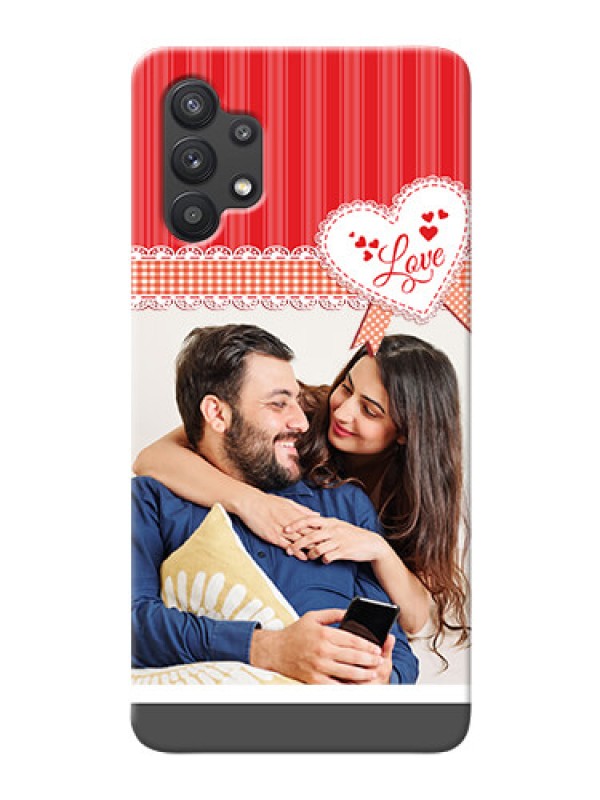 Custom Galaxy M32 5G phone cases online: Red Love Pattern Design