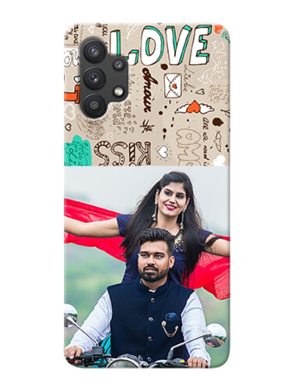 Custom Galaxy M32 5G Personalised mobile covers: Love Doodle Pattern 