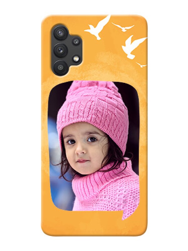 Custom Galaxy M32 5G Phone Covers: Water Color Design with Bird Icons